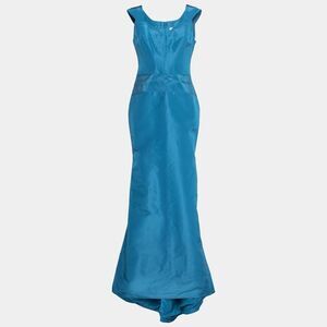 Carolina Herrera Sea Blue Sleeveless Silk Trumpet Gown, Size 10/12 (US L)
